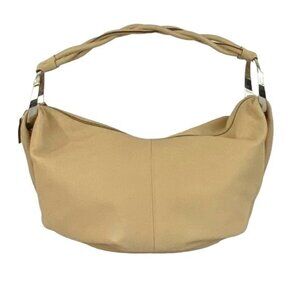 Tentazione Vintage 90s Crescent Beige Leather Shoulder Bag
